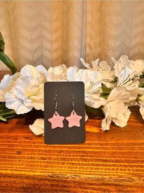 Pink Boho Star Dangle Earrings